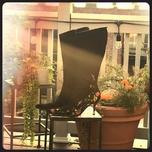 Black embroidered zip boots